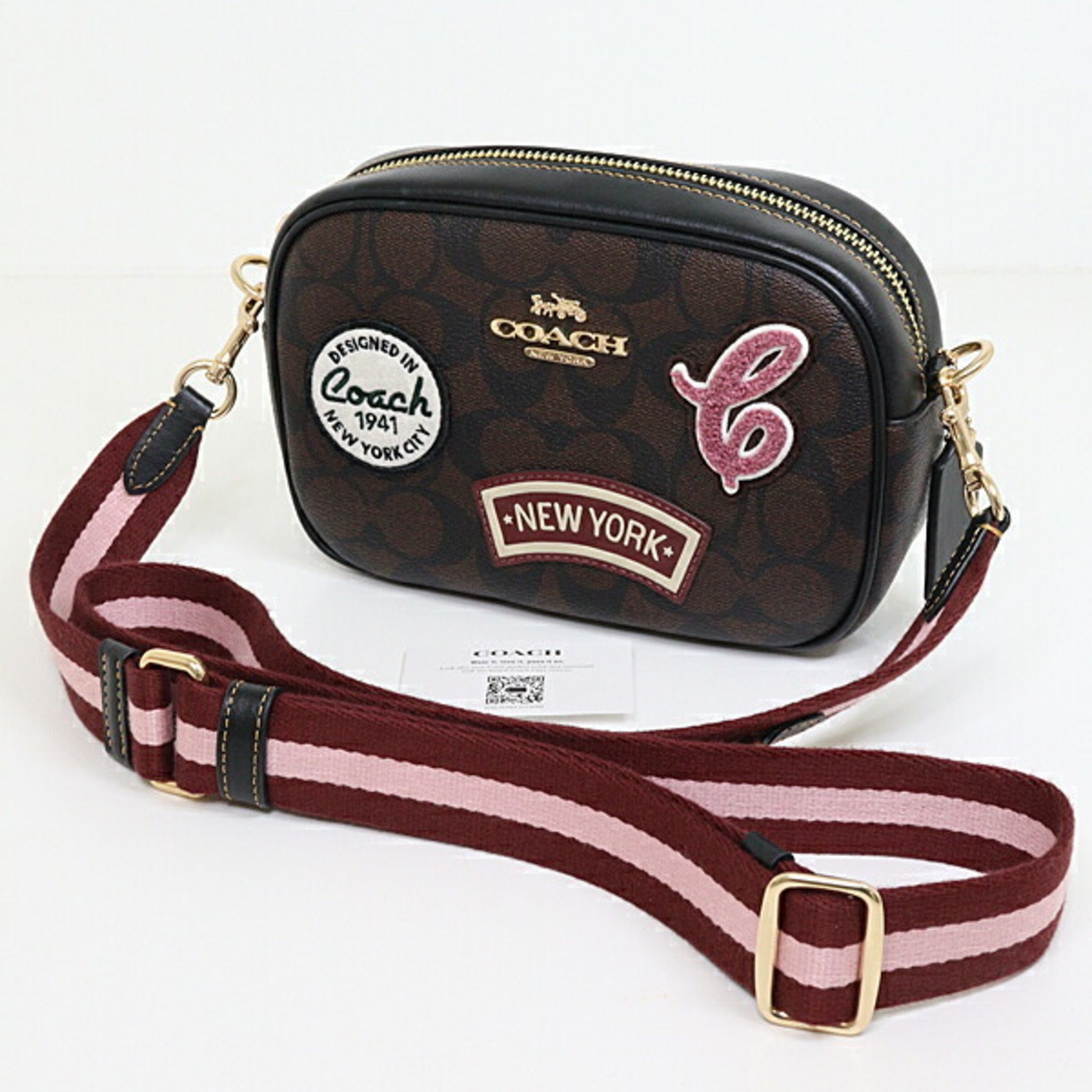 Coach Mini Jamie Camera Bag Signature Canvas Patch Cf455 Outlet Unused